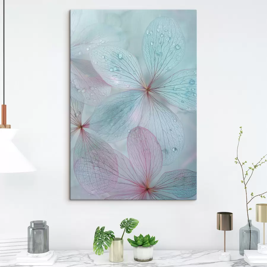 Tableau fleurs avec des veines sous l'eau s47694