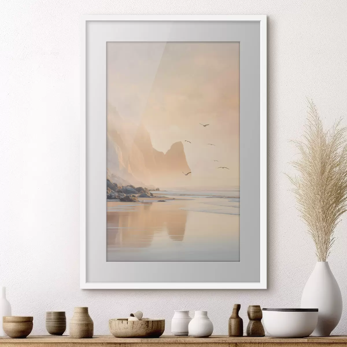 Poster aube océanique avec les montagnes en toile de fond f47689