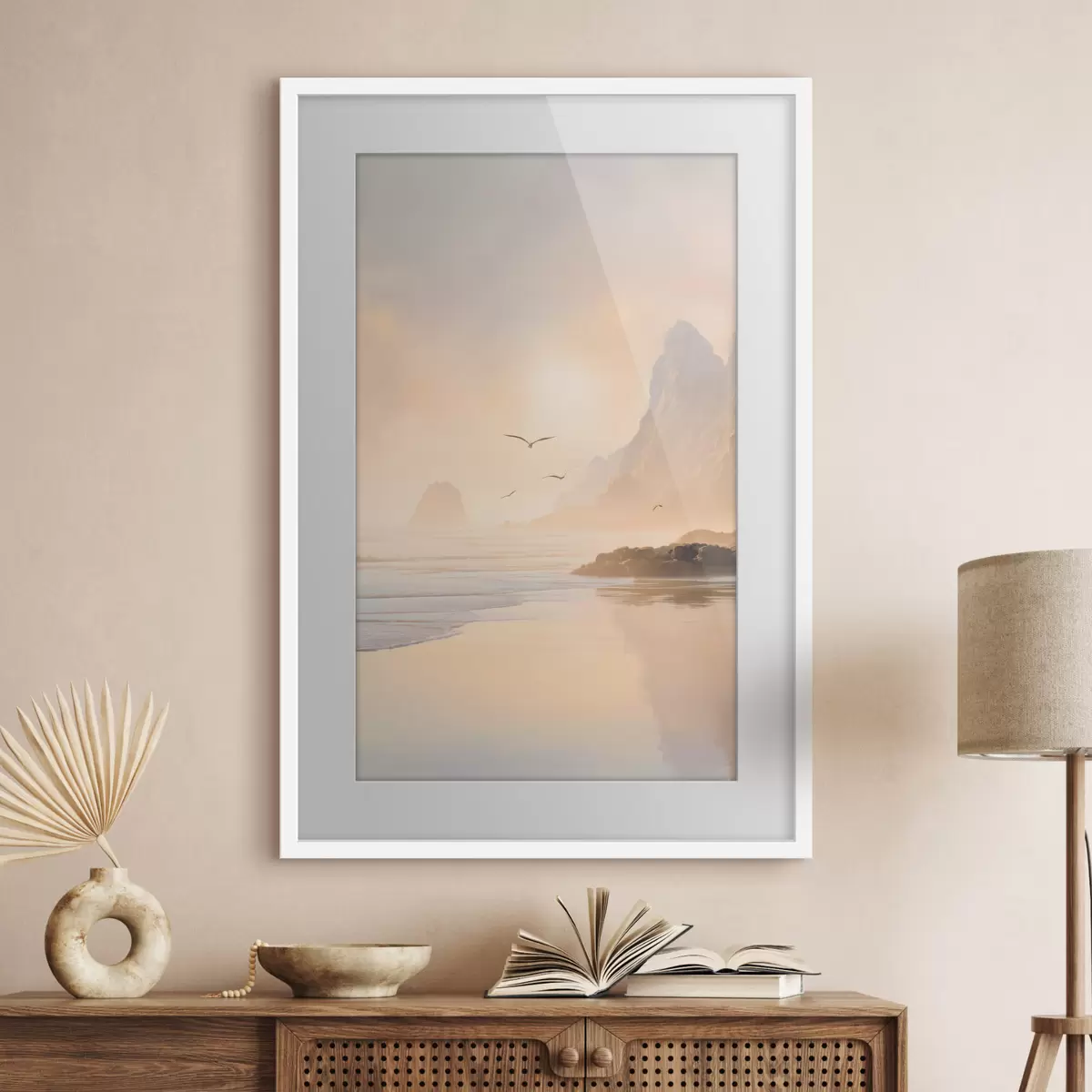 Poster aube océanique avec les montagnes en toile de fond f47690