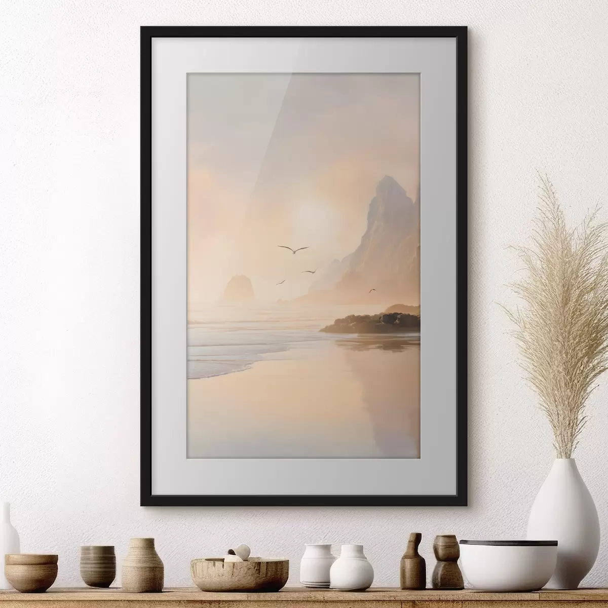 Poster aube océanique avec les montagnes en toile de fond f47690