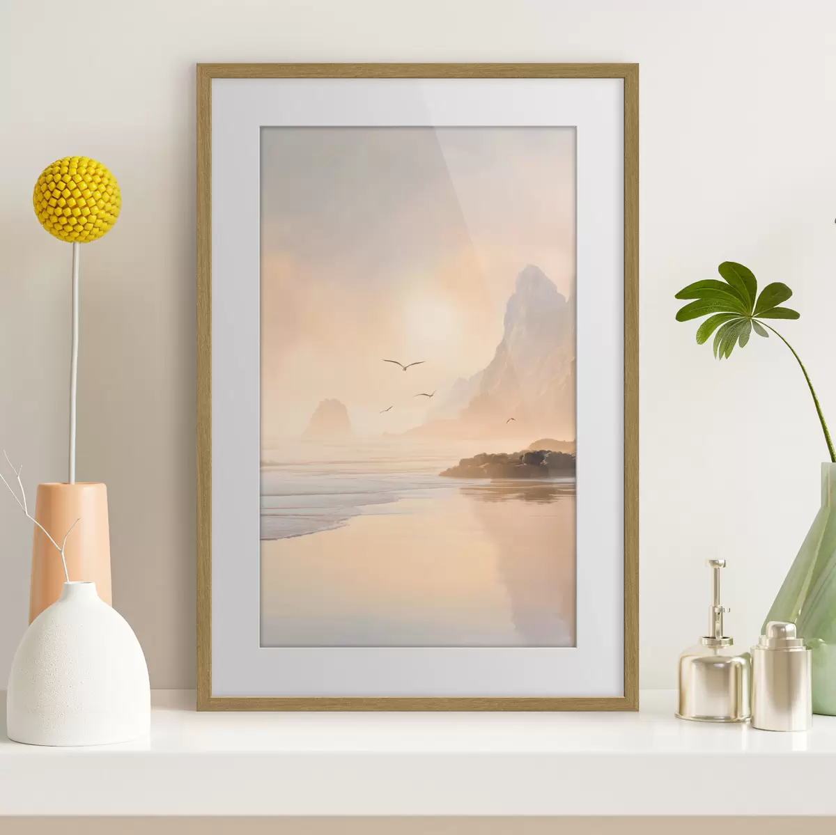 Poster aube océanique avec les montagnes en toile de fond f47690