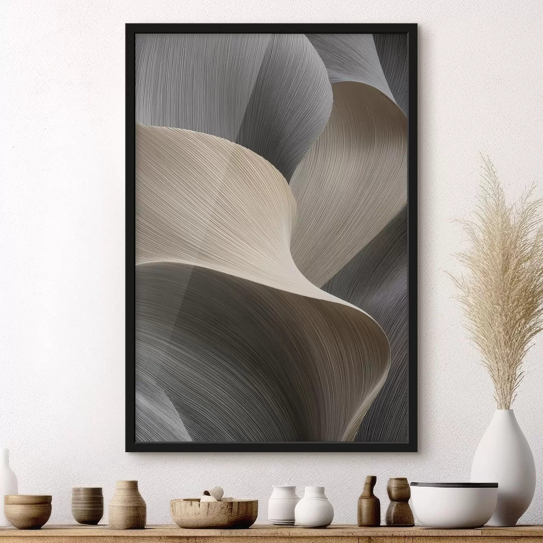 Papier peint vagues abstraites avec imitation de volume f47696