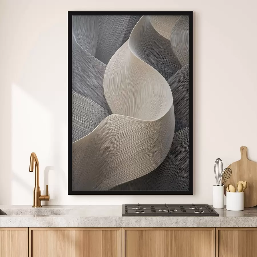 Papier peint vagues abstraites avec imitation de volume f47697
