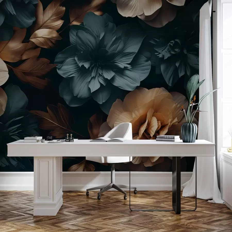 Papier peint Jardin sombre en fleurs w05007