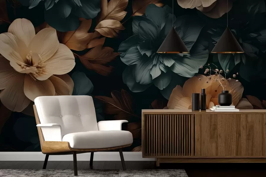 Papier peint Jardin sombre en fleurs w05007