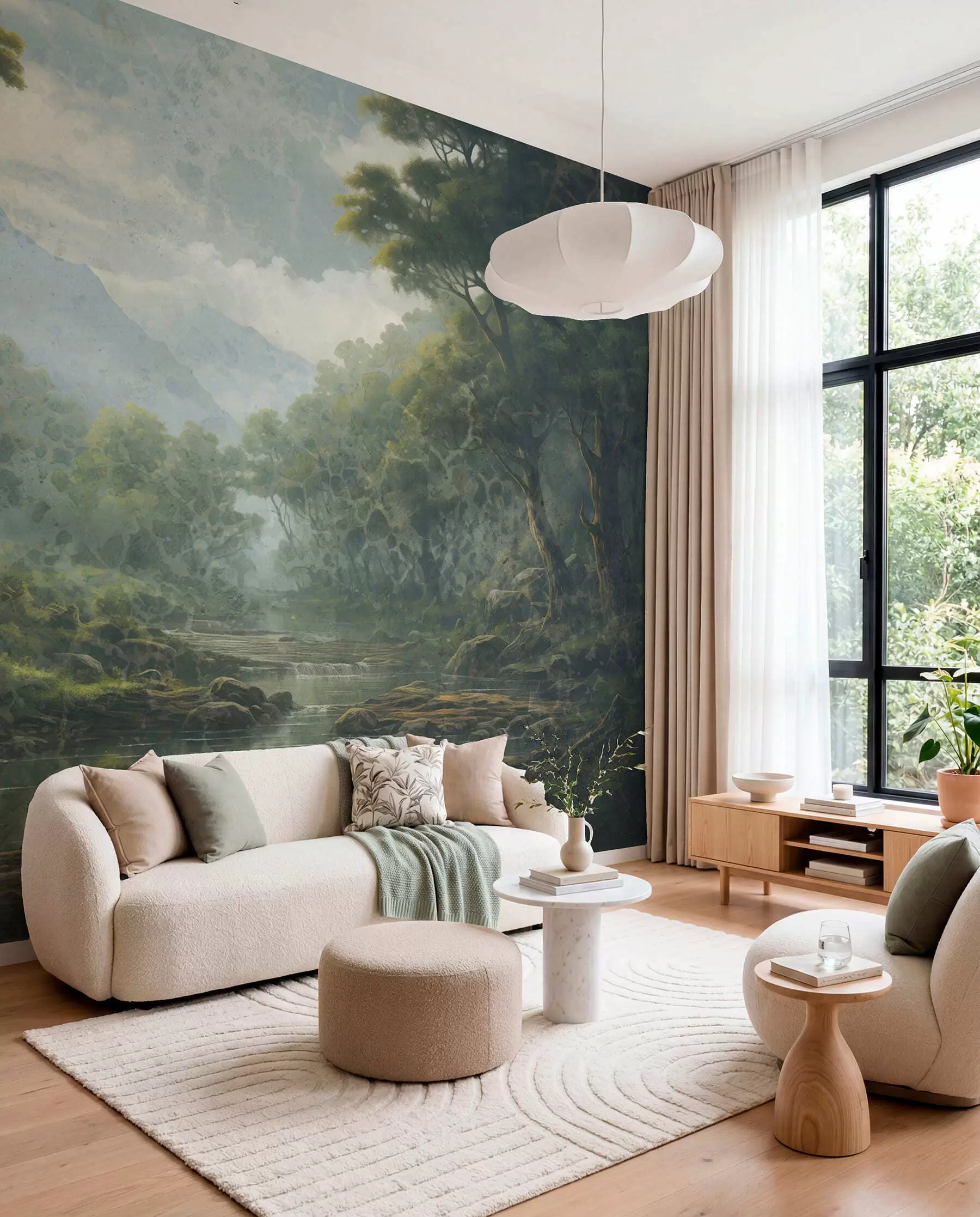 Papier peint Lumière sur la rivière du bois w05171