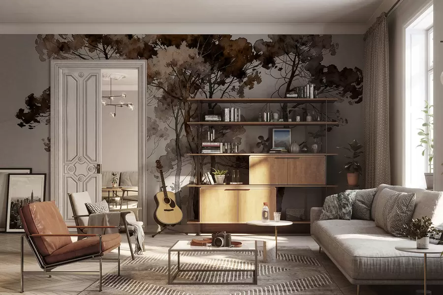 Papier peint Pins peints w05173v1