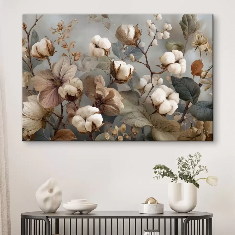 Tableau Variété de fleurs et d'inflorescences de coton s47700