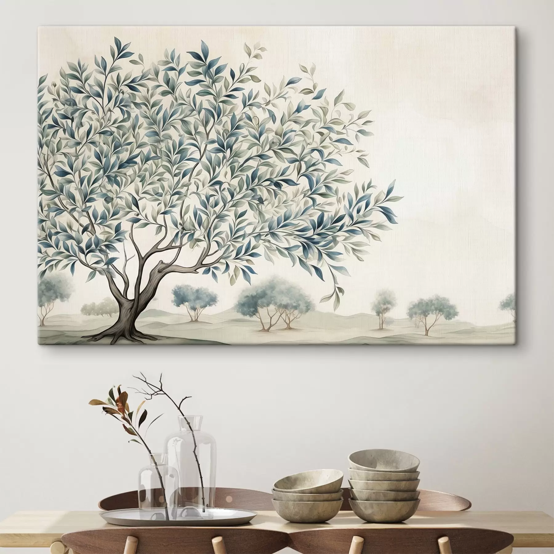 Tableau Arbre dans un champ, peinture à l'aquarelle s47705
