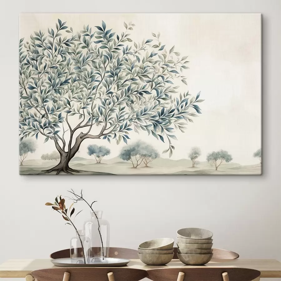 Tableau Arbre dans un champ, peinture à l'aquarelle s47705