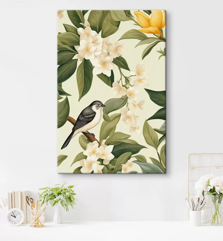 Tableau Oiseau sur des branches de citronnier s47708