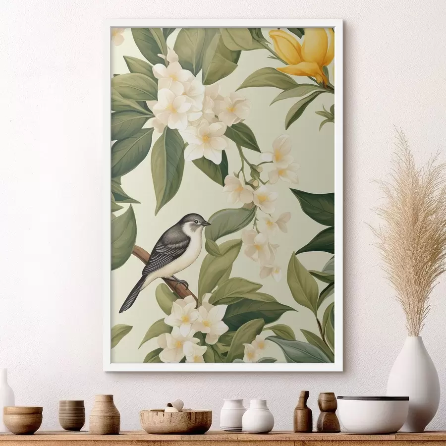 Papier peint Oiseau sur des branches de citronnier f47708