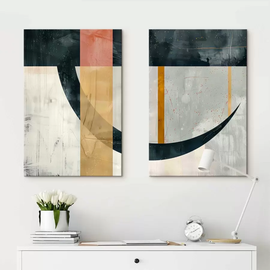 Tableau Formes géométriques sur fond vieilli m01285