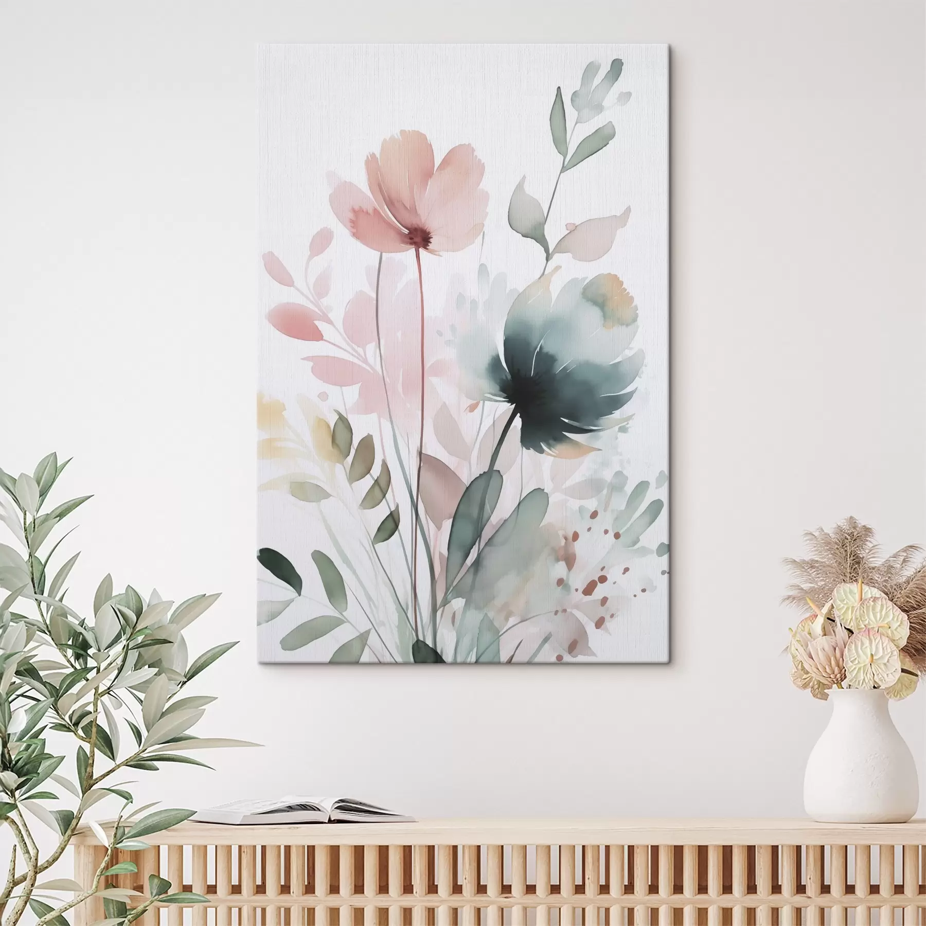 Tableau Aquarelle imitant la végétation s47725