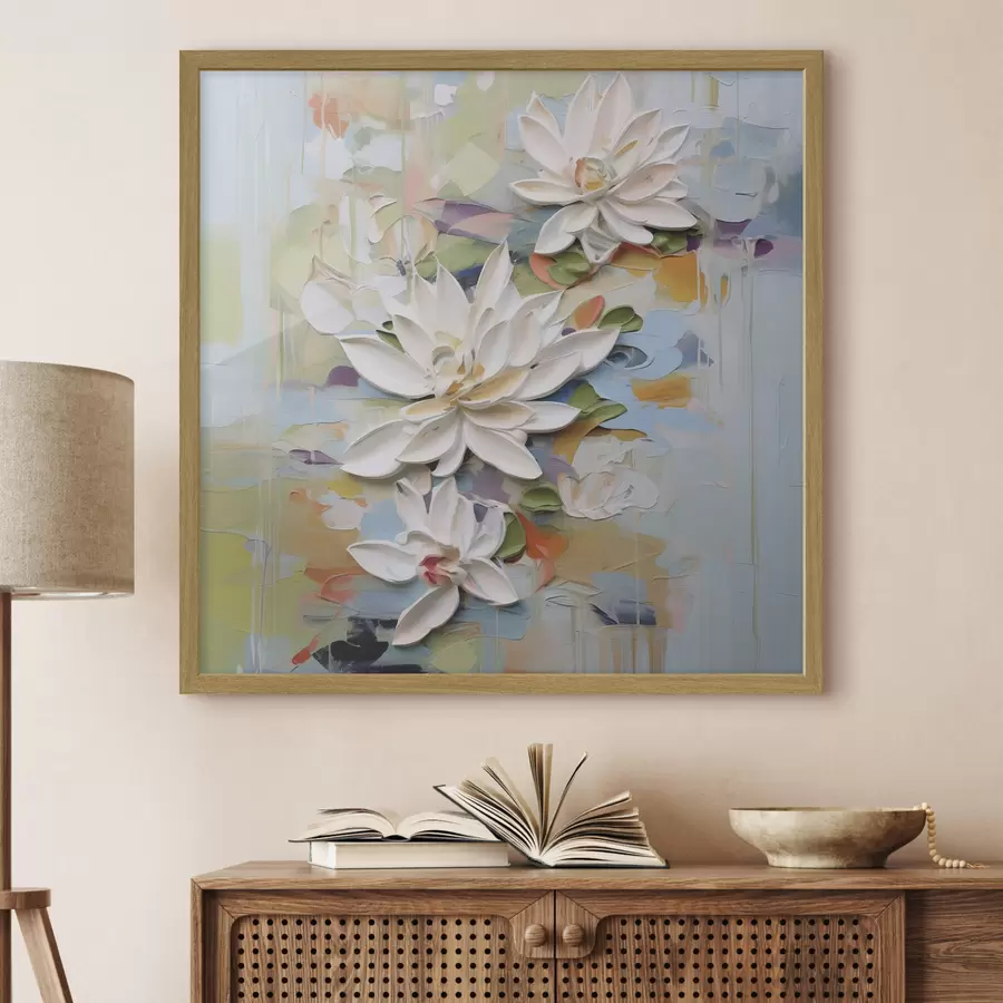 Papier peint Fleurs de lotus abstraites, peinture imitation f47722
