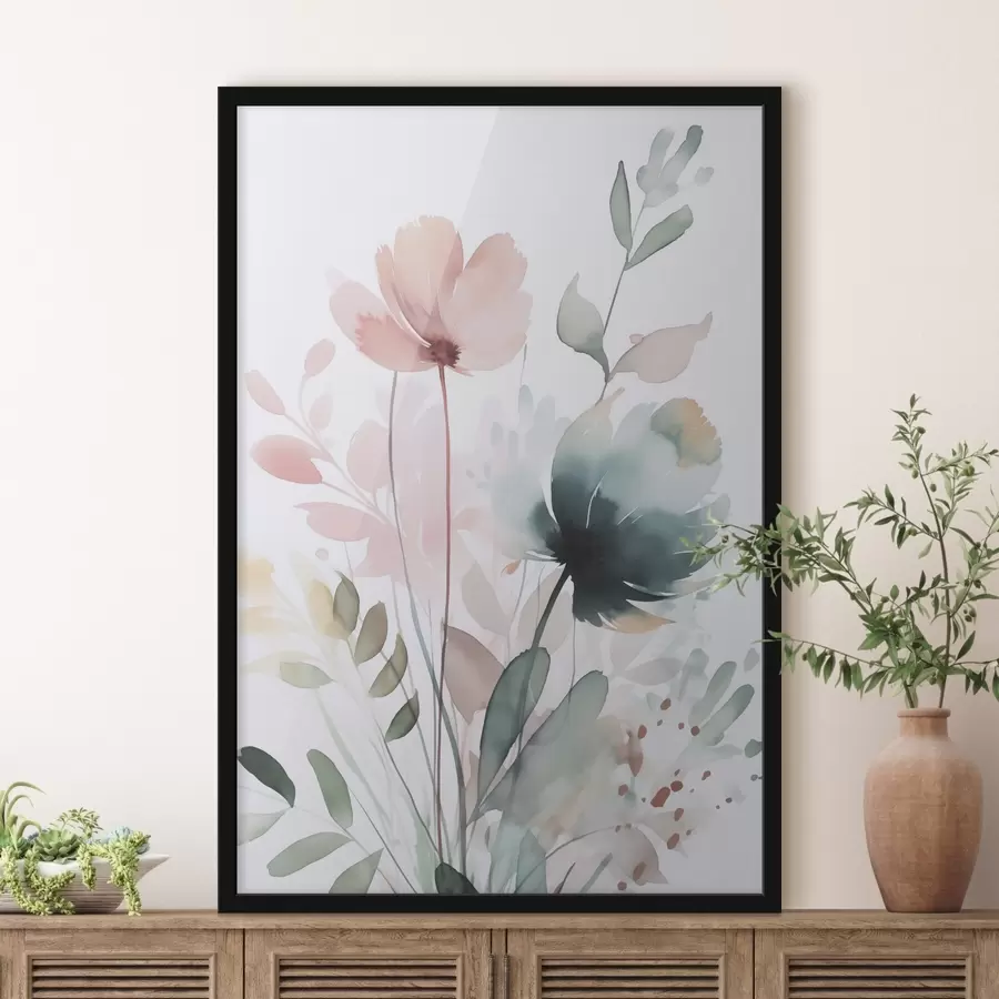 Papier peint Aquarelle imitant la végétation f47725