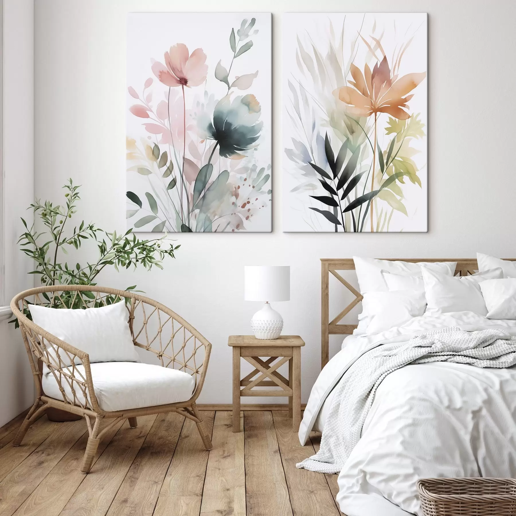 Tableau Aquarelle imitant la végétation m01297