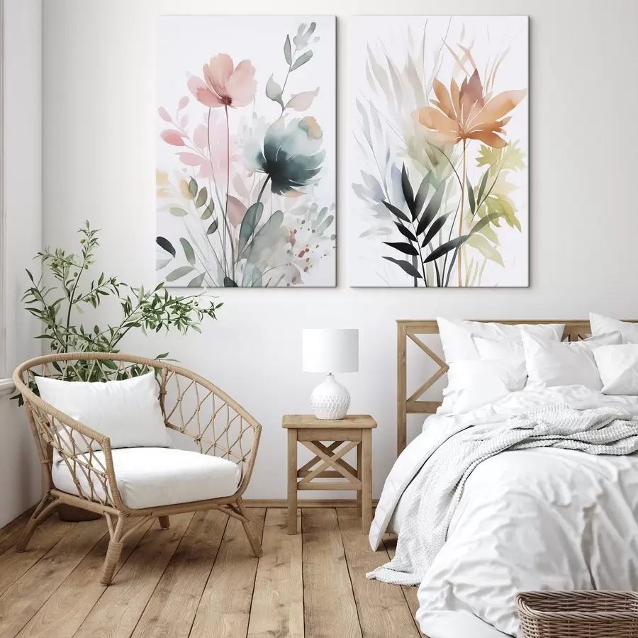 Tableau Aquarelle imitant la végétation m01297