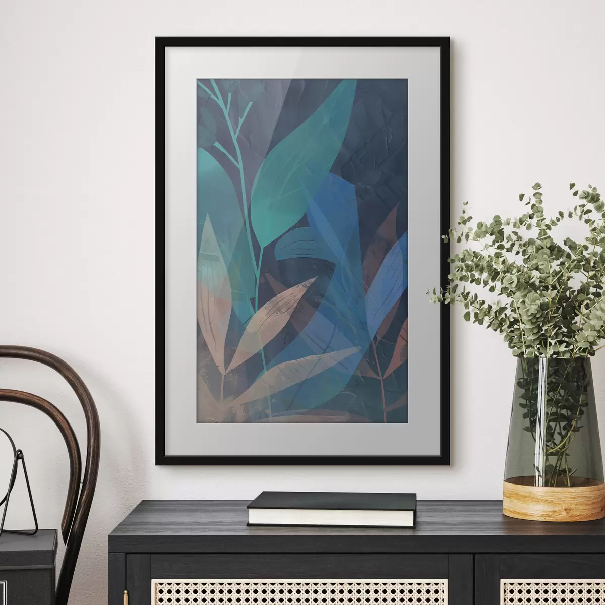 Poster Branches et feuilles abstraites f47748