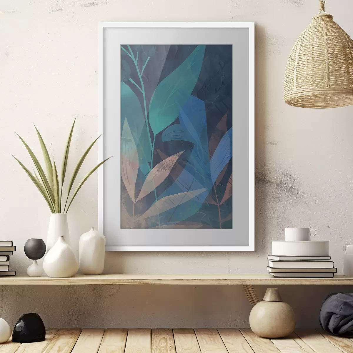 Poster Branches et feuilles abstraites f47748
