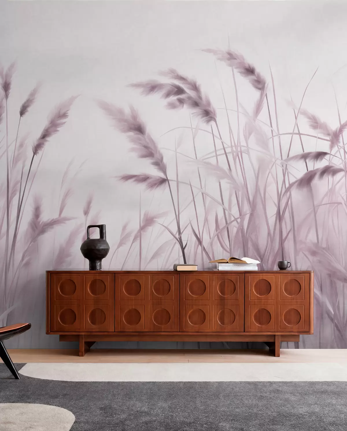 Papier peint Herbes dans la brume mauve w09648v2