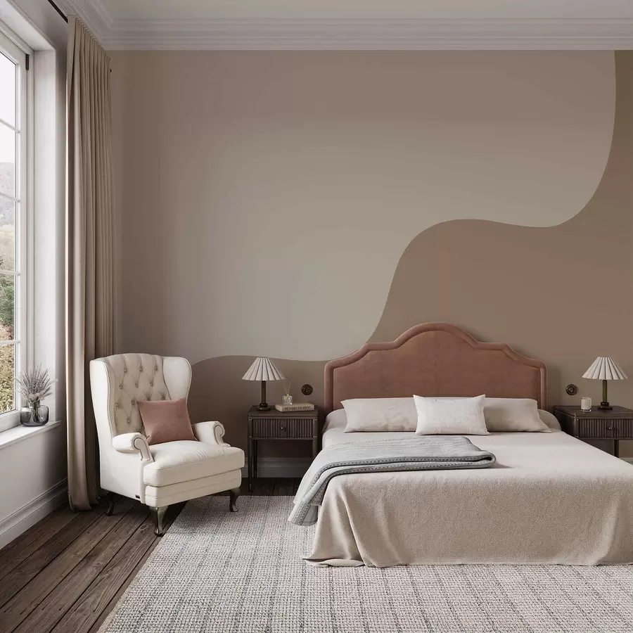 Papier peint Formes abstraites harmonieuses dans des tons beige clair et marron w05097v2