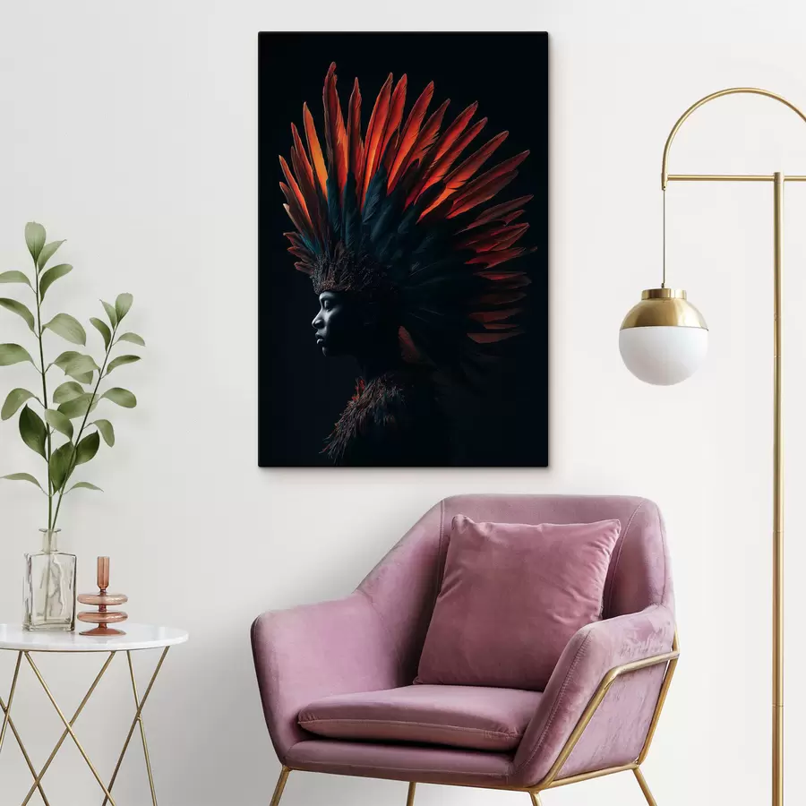 Tableau Portrait avec des plumes s47736