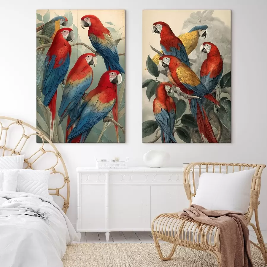 Tableau Perroquets vintage m01302