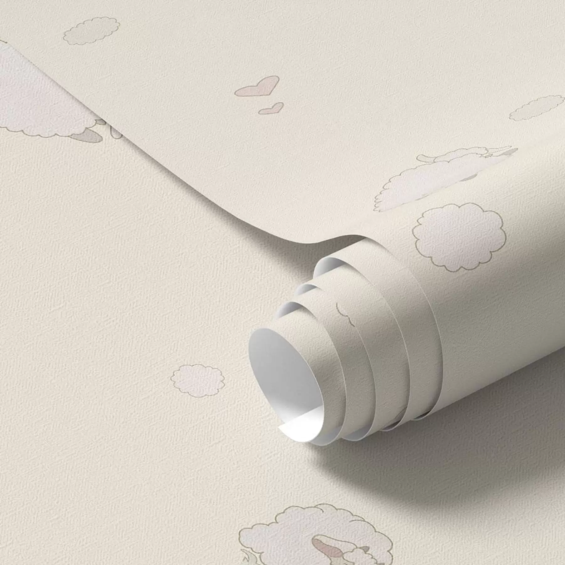 Papier peint Motif mignon avec des moutons et des petits cœurs a01109