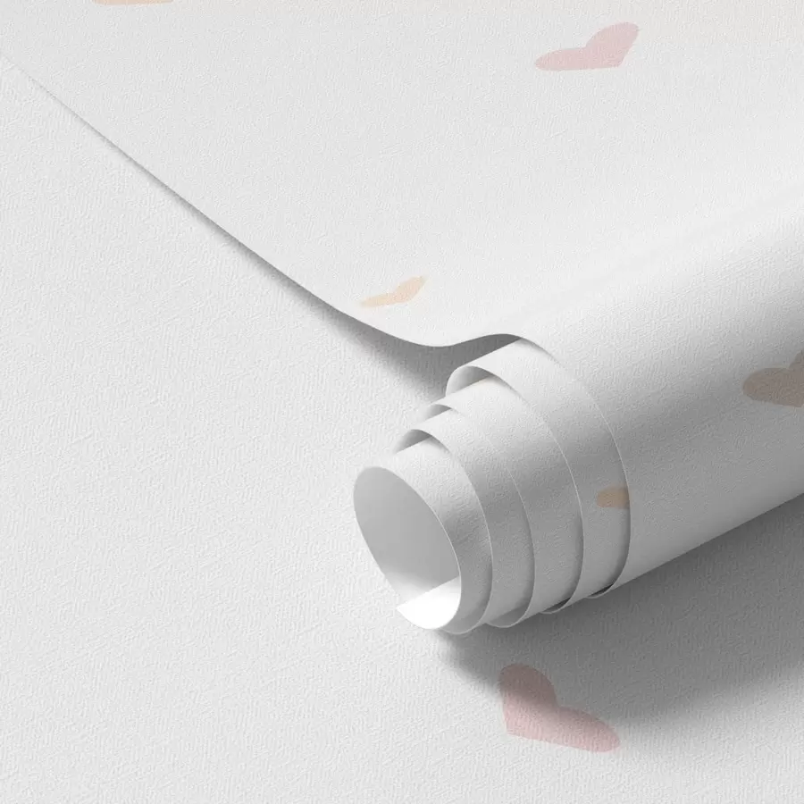 Papier peint Cœurs pastel dispersés sur fond clair a01110