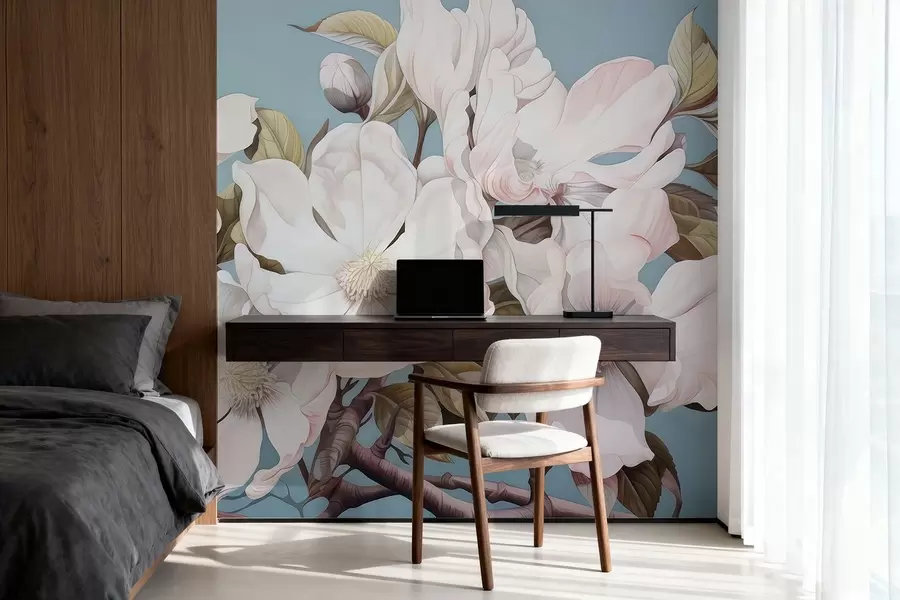 Papier peint Des fleurs luxuriantes sur une branche d'arbre w05178