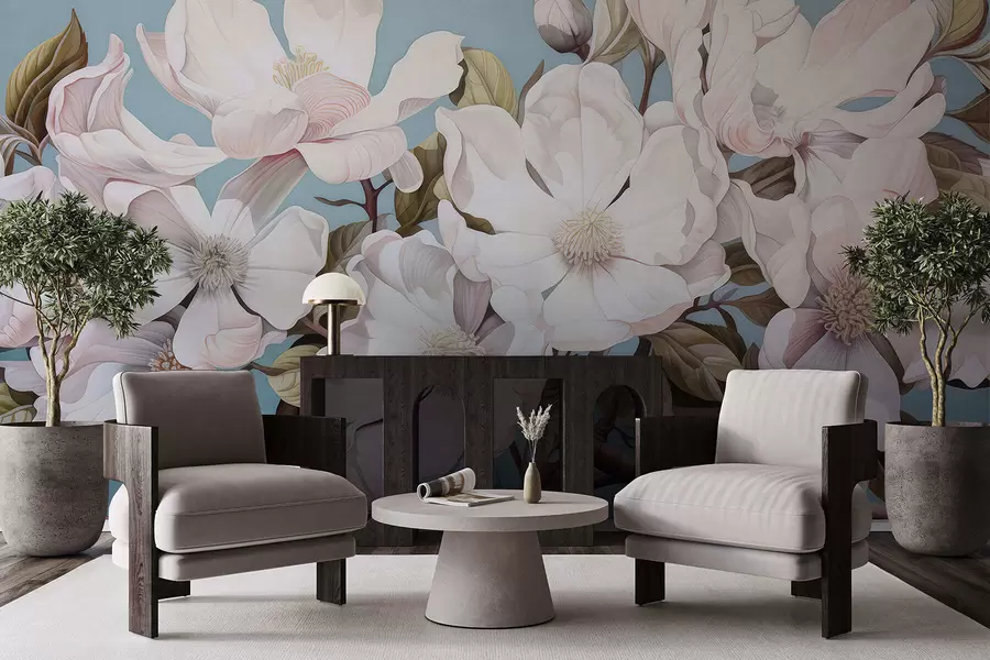 Papier peint Des fleurs luxuriantes sur une branche d'arbre w05178