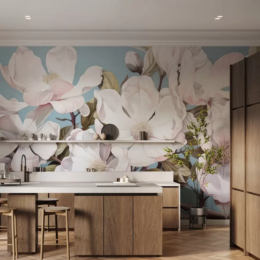 Papier peint Des fleurs luxuriantes sur une branche d'arbre w05178