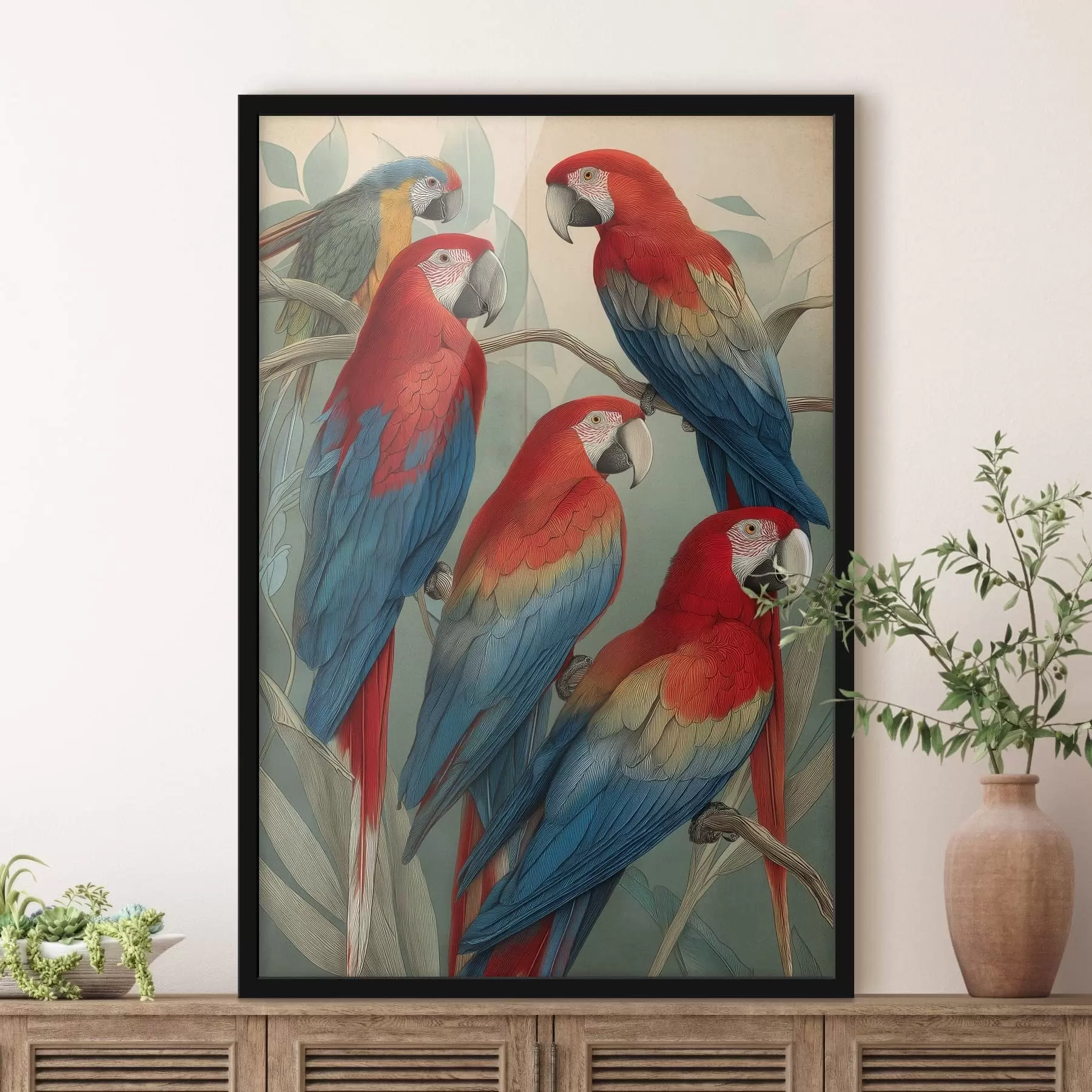 Papier peint Perroquets vintage f47729