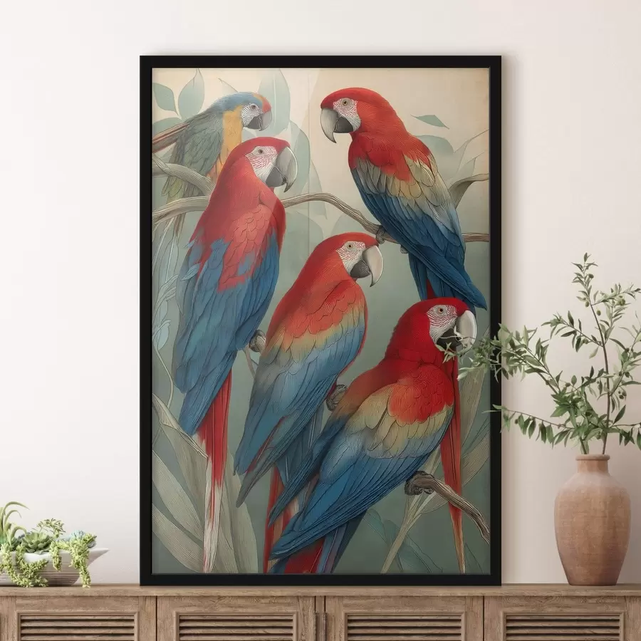 Papier peint Perroquets vintage f47729