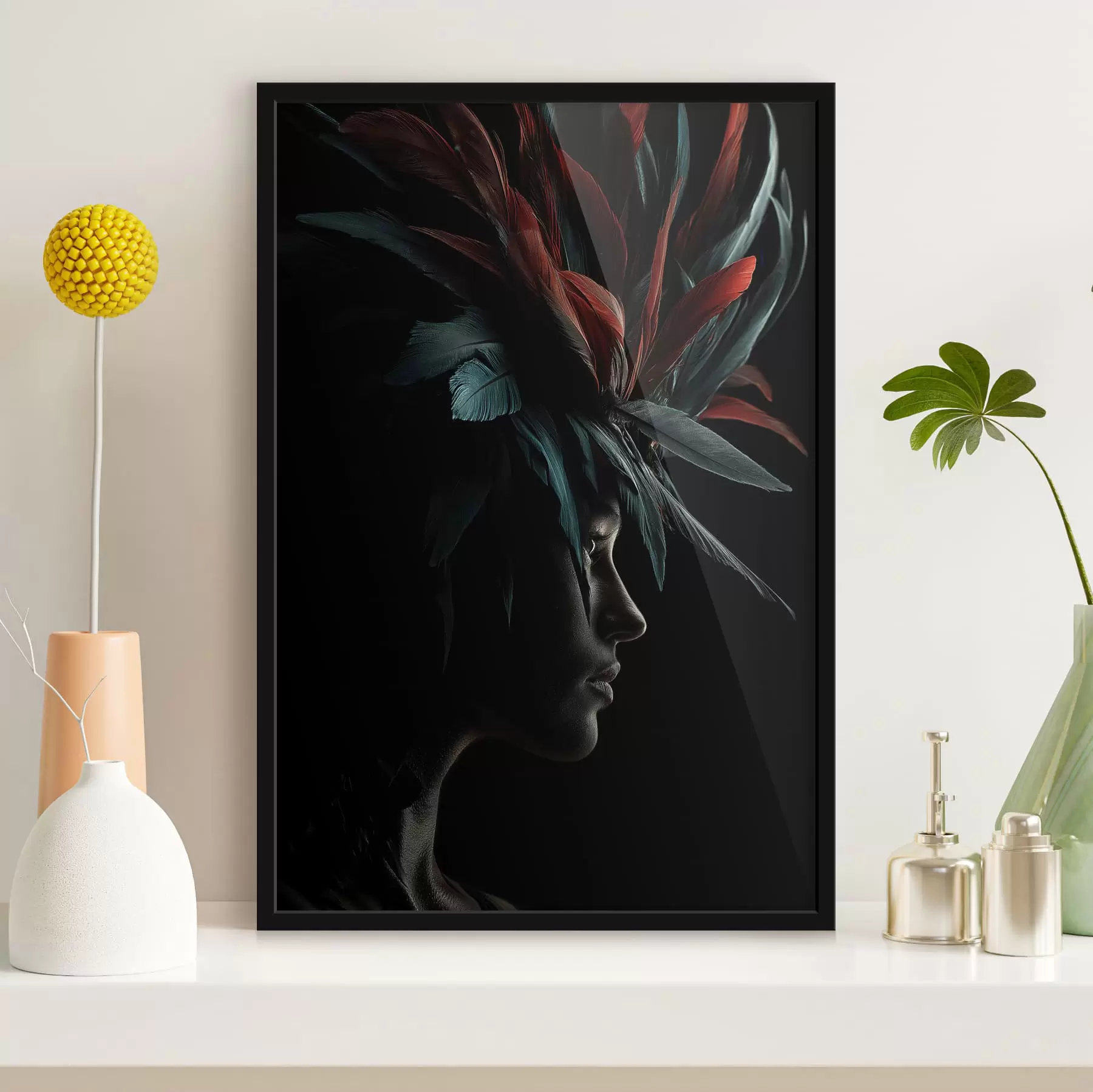 Papier peint Portrait avec des plumes f47735