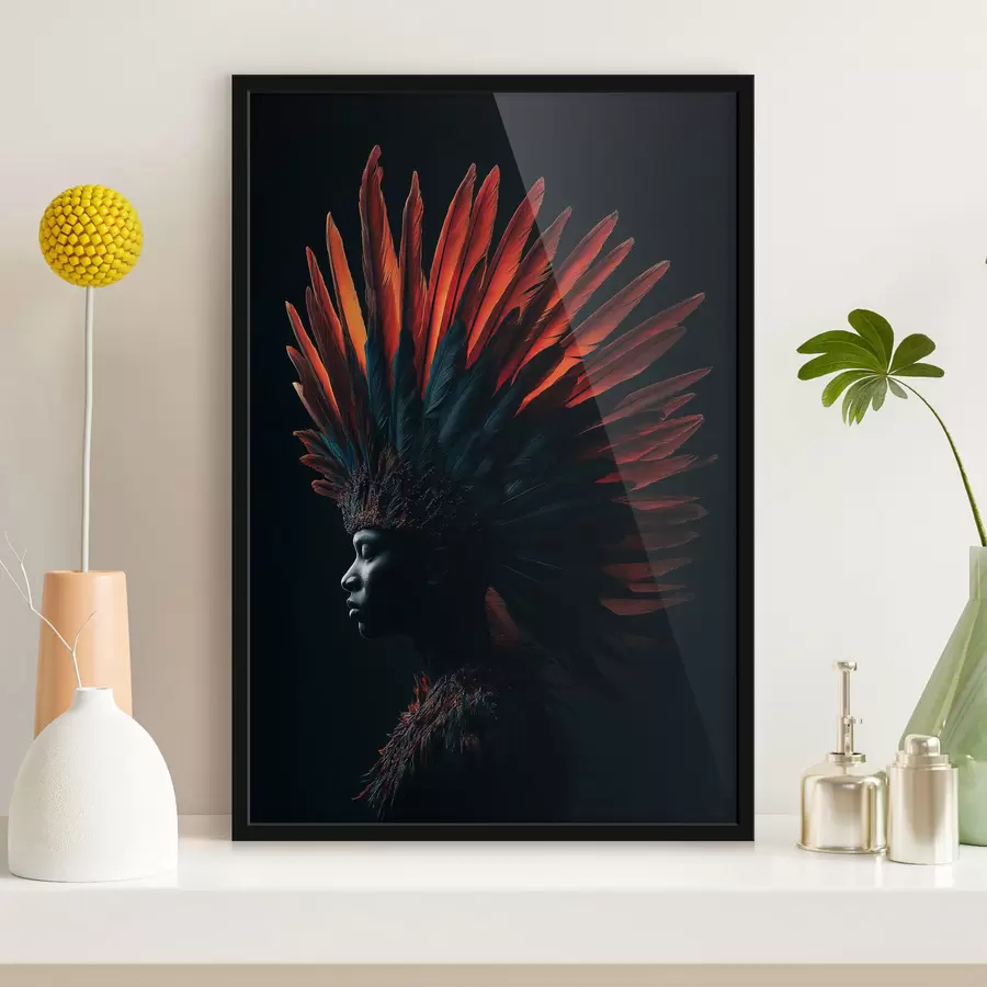 Papier peint Portrait avec des plumes f47736