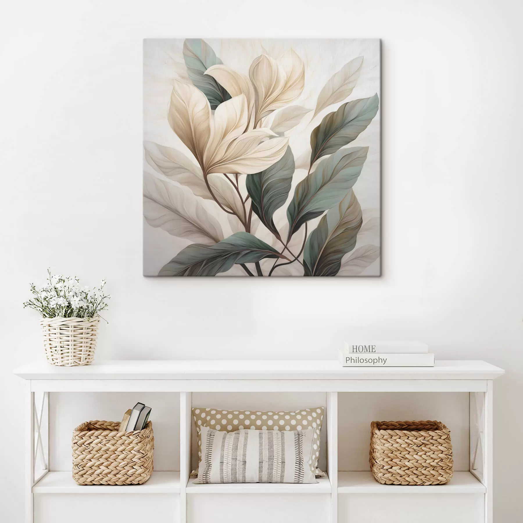 Tableau Fleurs avec feuilles s47668