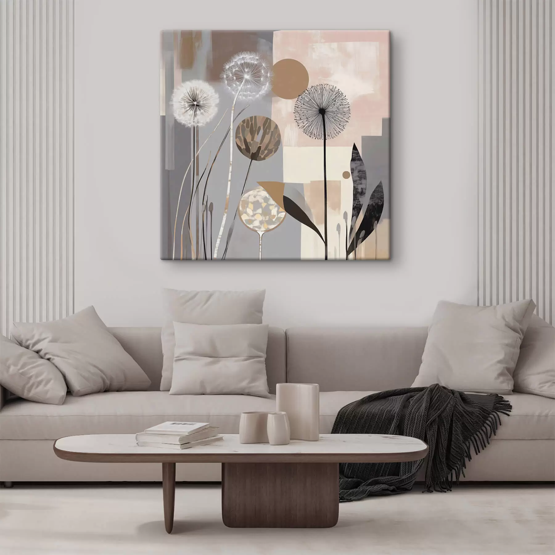 Tableau Abstraction avec des pissenlits et des plantes s47776