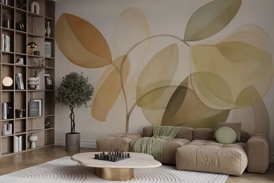 Papier peint Feuilles abstraites imitation de peinture w05208