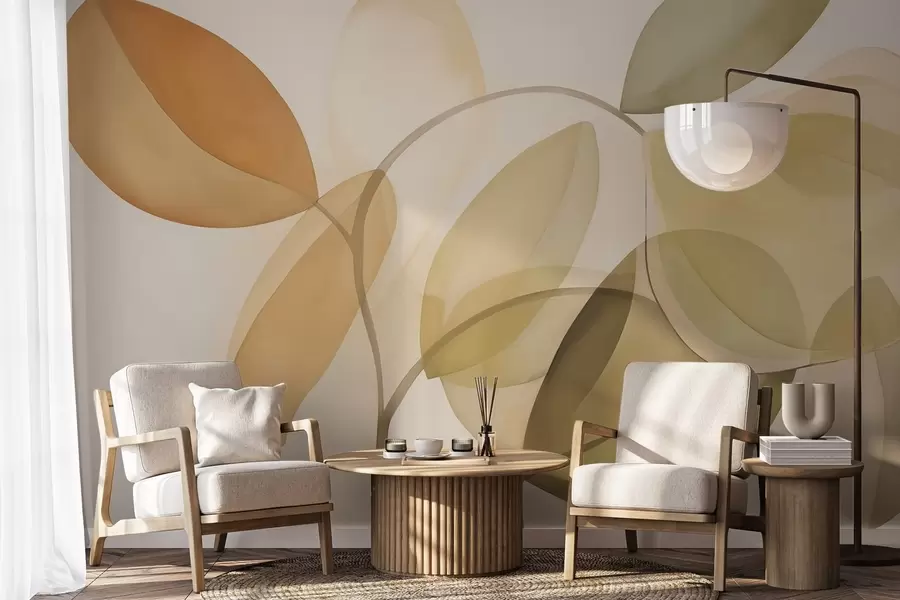 Papier peint Feuilles abstraites imitation de peinture w05208