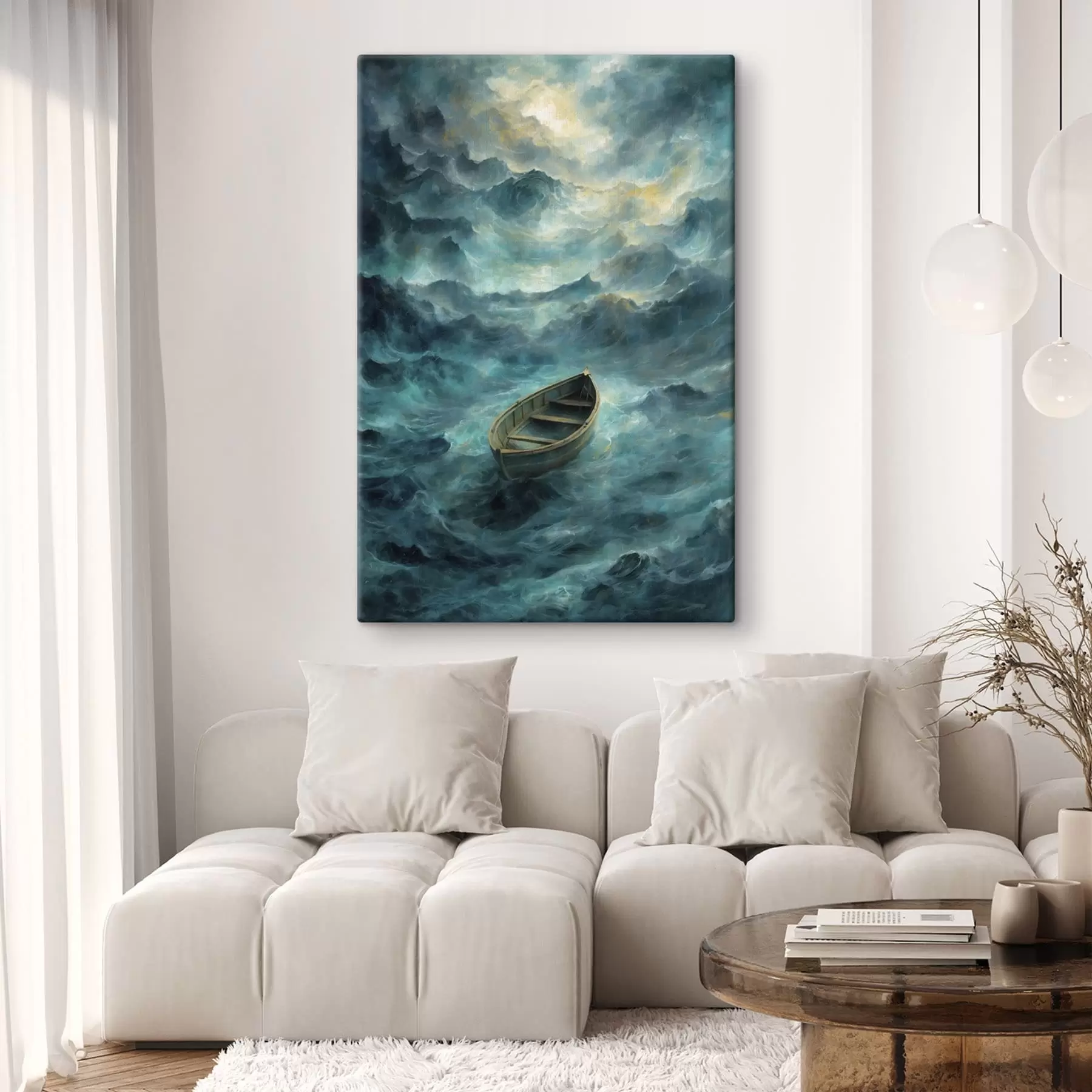 Tableau Bateau sur les vagues d'une mer agitée s47272