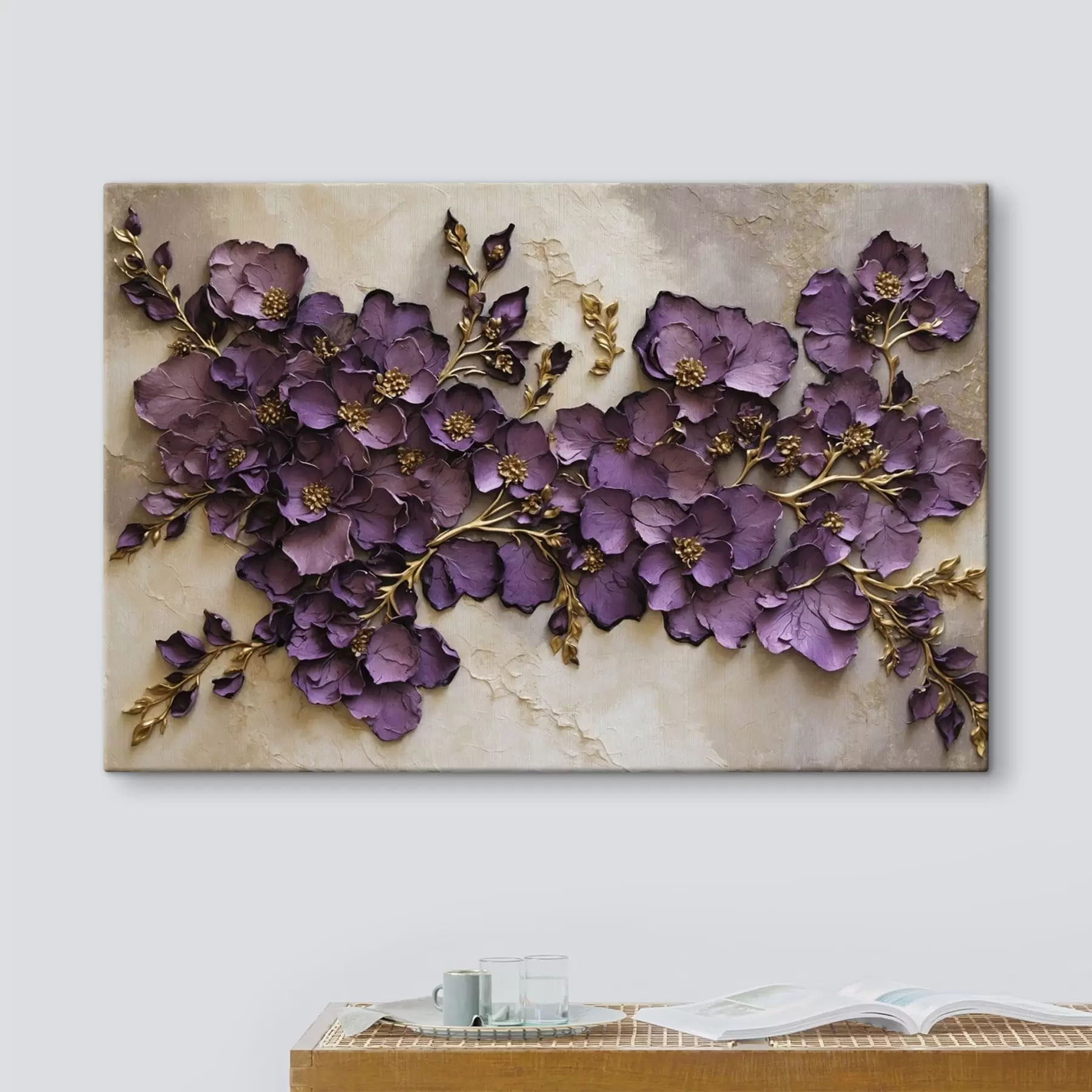 Tableau Composition florale violette avec accents s47277