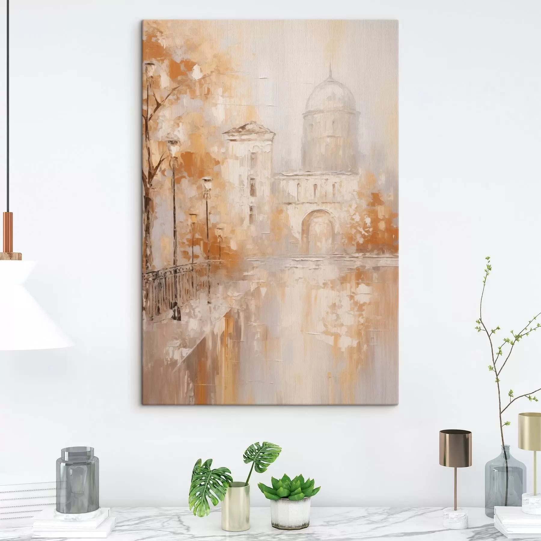 Tableau Scène urbaine avec une arche aux teintes chaudes s47303