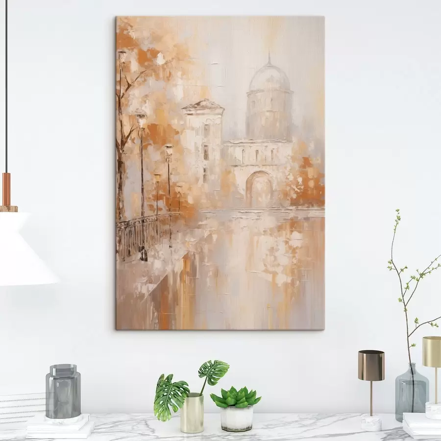 Tableau Scène urbaine avec une arche aux teintes chaudes s47303