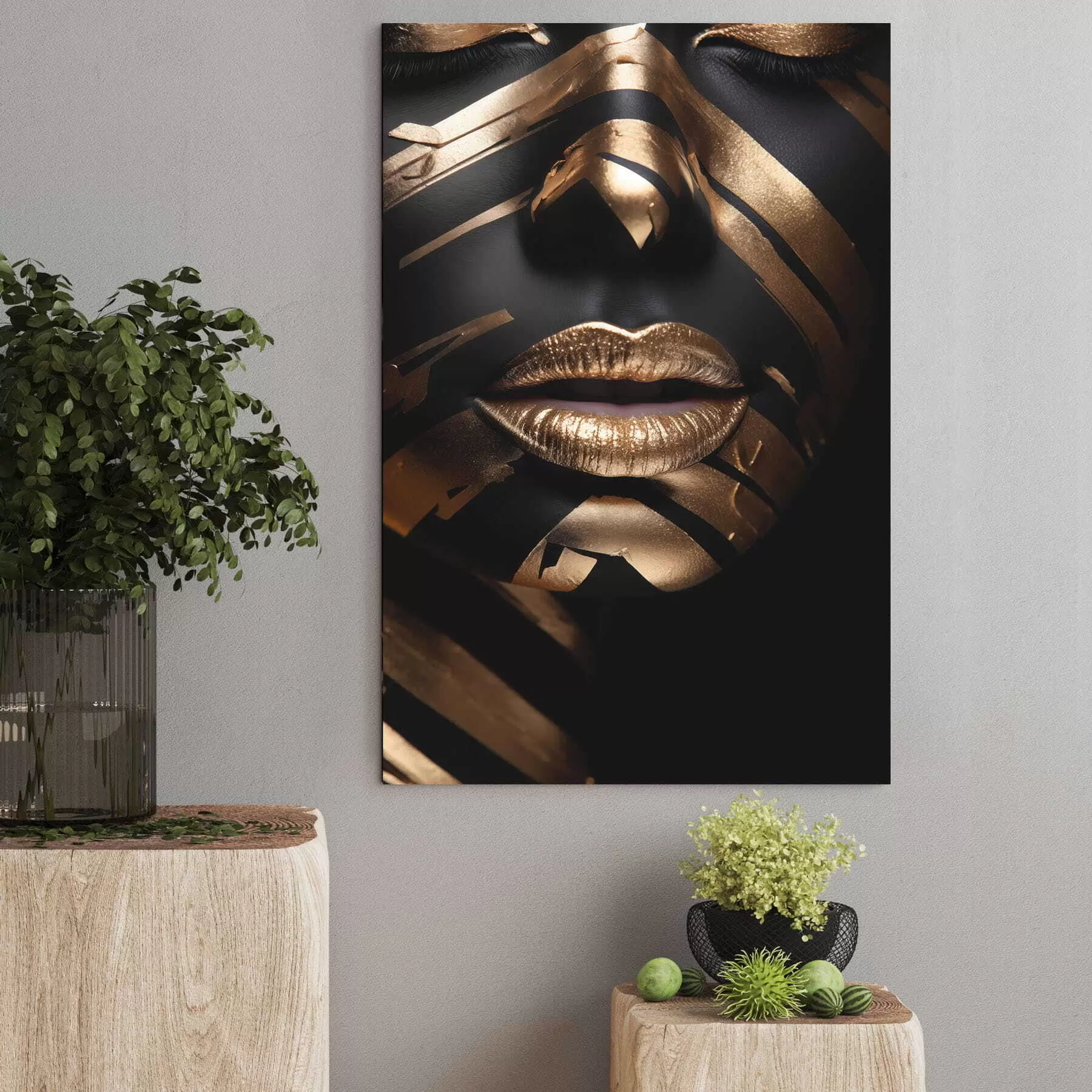 Tableau Visage noir et rayé s47320