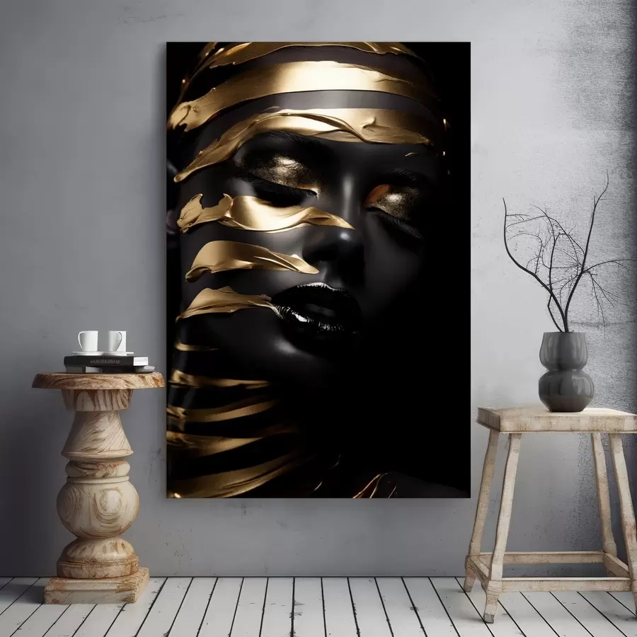 Tableau Visage avec teint foncé et rayures s47321