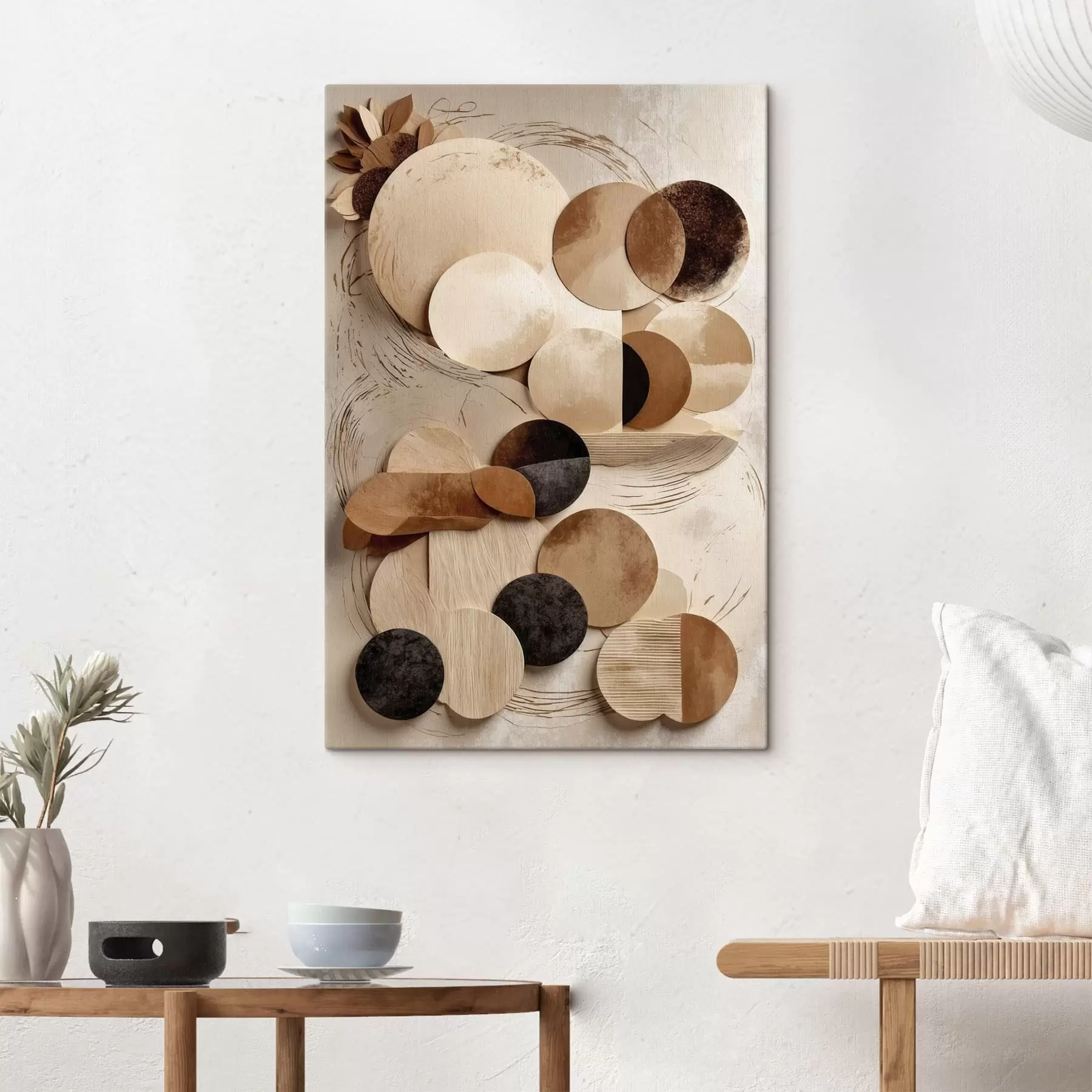 Tableau Composition de formes rondes dans des tons chauds s47751