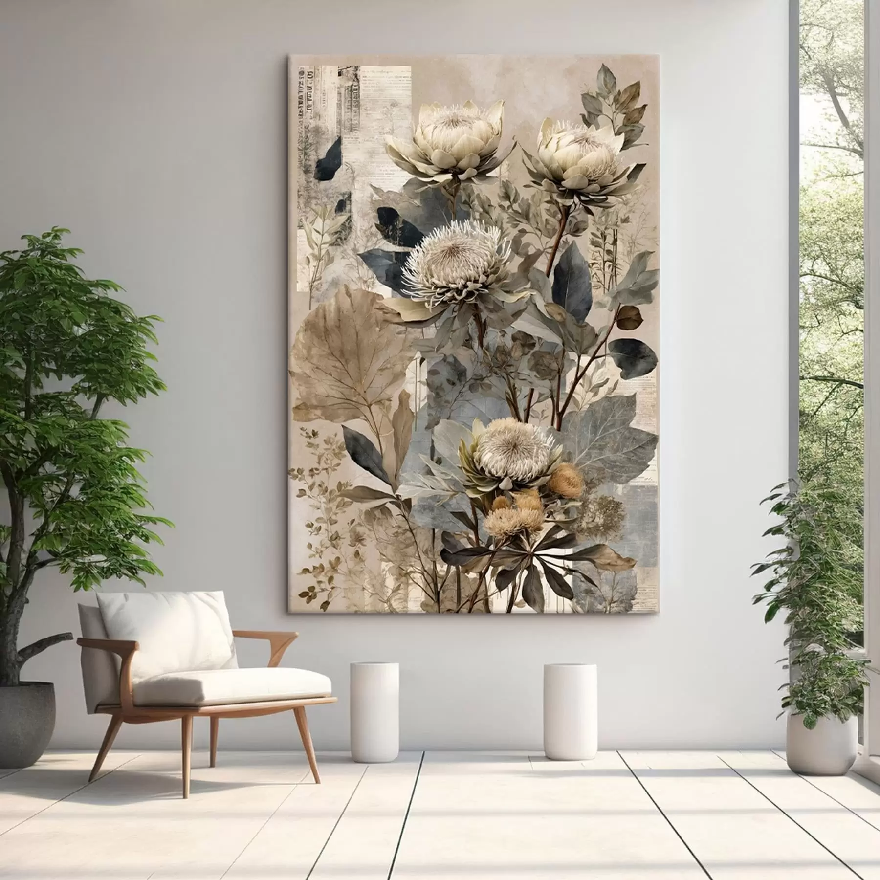 Tableau Composition botanique dans une palette de couleurs douces s47755