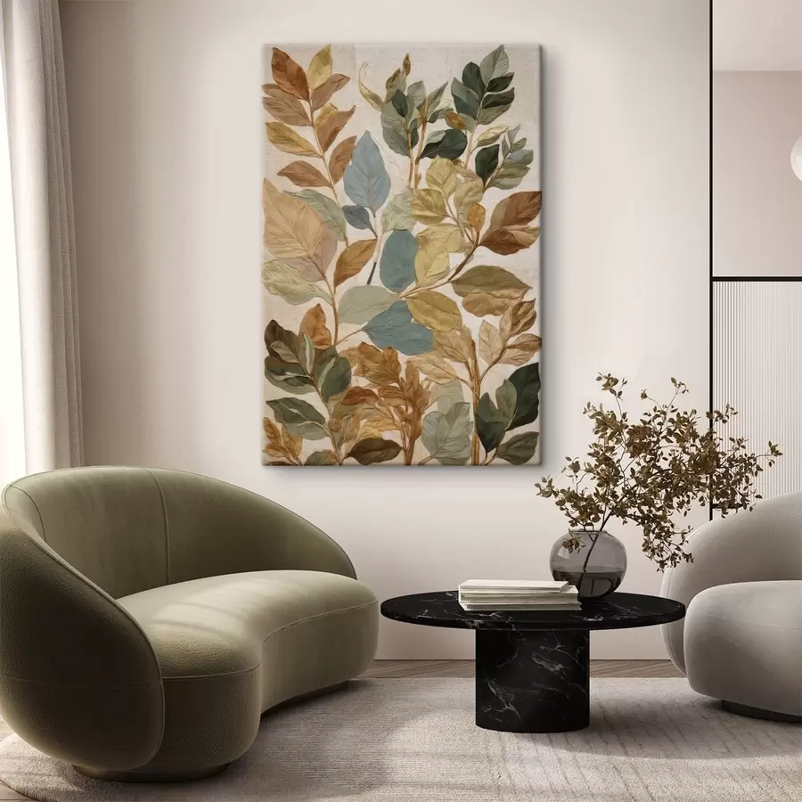 Tableau Feuilles décoratives dans une palette naturelle chaleureuse s47759